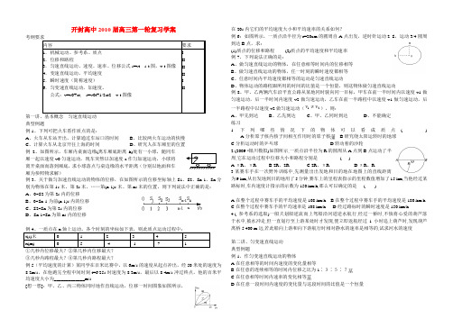 河南省开封高中10届高三物理复习学案直线运动