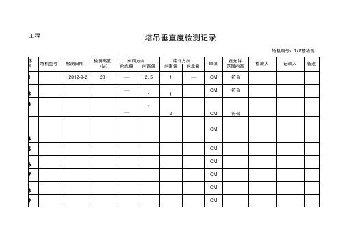 塔吊垂直度检测记录