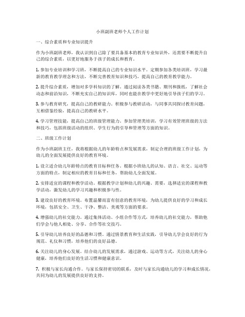 小班副班老师个人工作计划