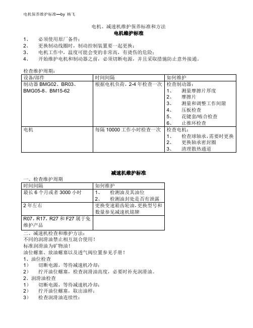 电机维护保养标准