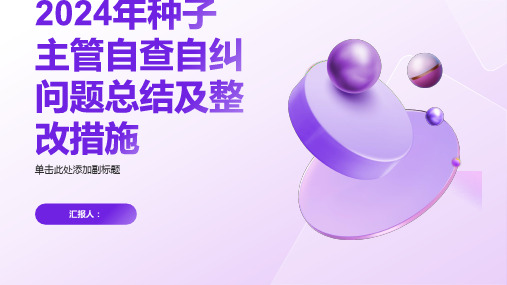 2024年种子主管自查自纠问题总结及整改措施