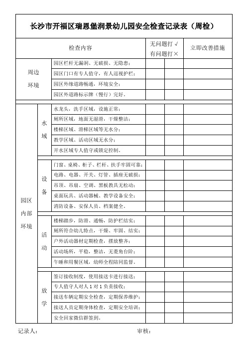 安全检查记录表(周表)