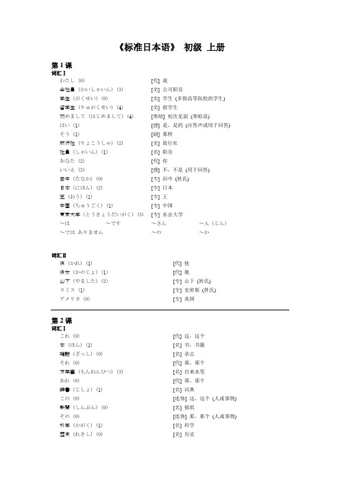 标准日本语初级上册单词全