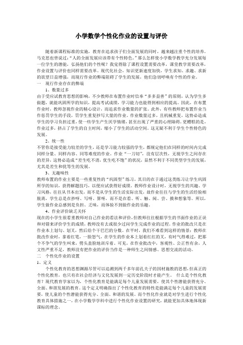 小学数学个性化作业的设置与评价