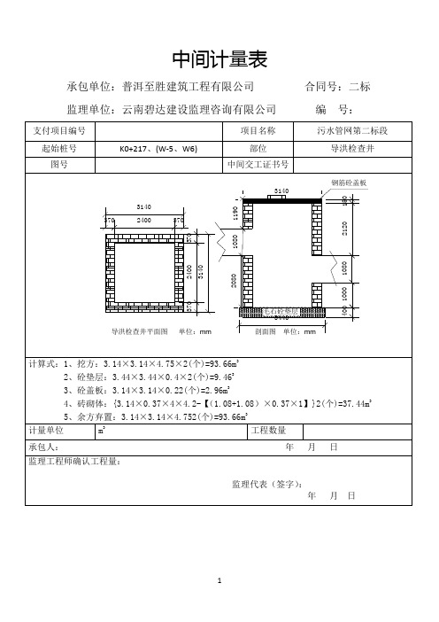 中间计量表