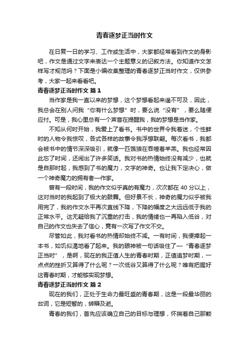 青春逐梦正当时作文（精选41篇）