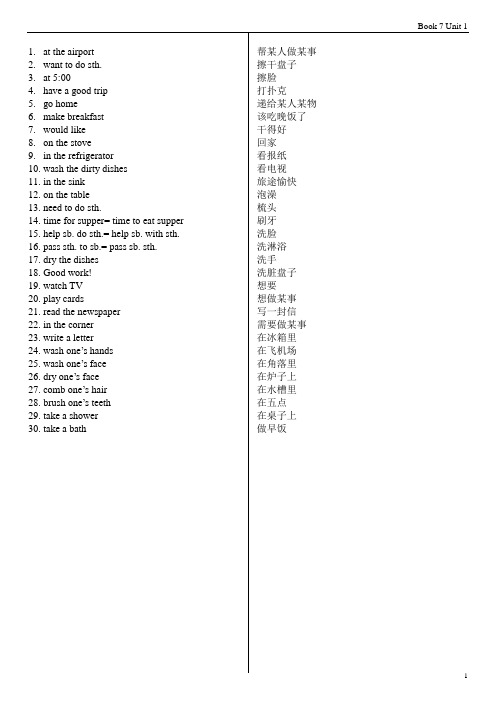 冀教版第七册Unit 1习题