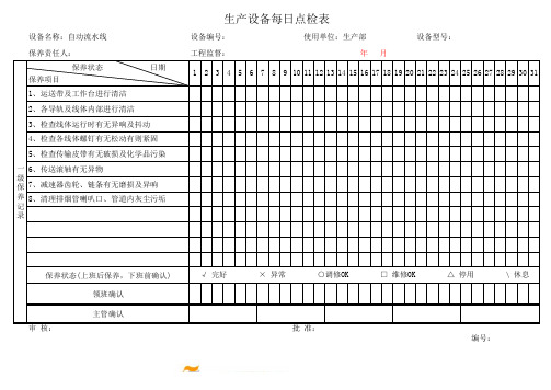 自动流水线每日点检表