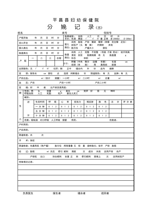 分娩记录(三)