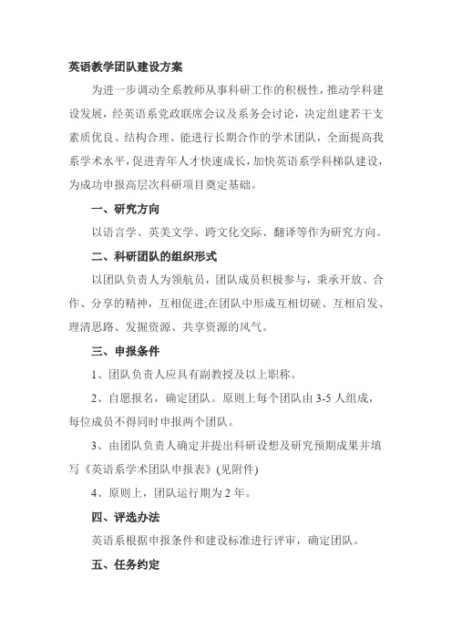 英语教学团队建设方案