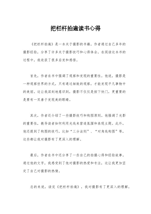 把栏杆拍遍读书心得