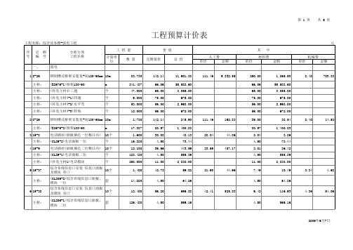 弱电工程定额预算