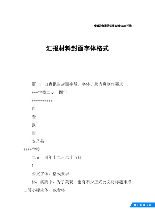 汇报材料封面字体格式