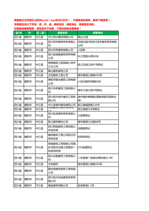 2020新版四川省德阳市中江县建筑装饰有限公司工商企业公司商家名录名单黄页联系电话号码地址大全61家