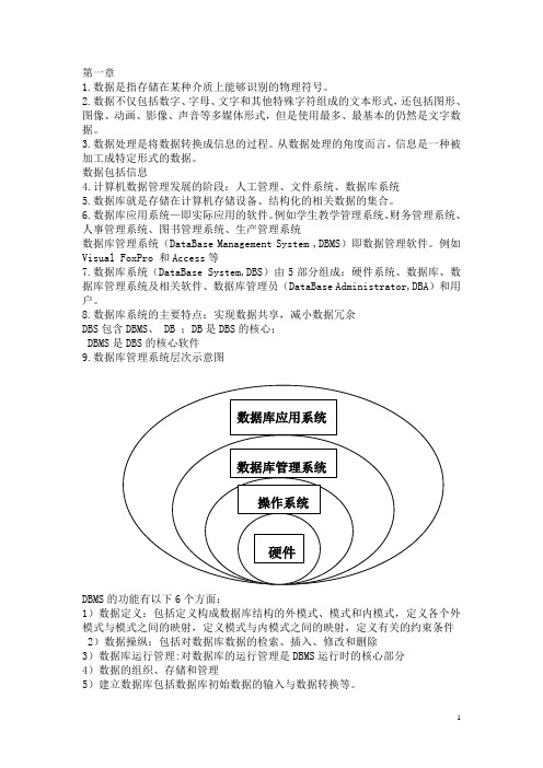 计算机二级考试数据库access复习重点要点