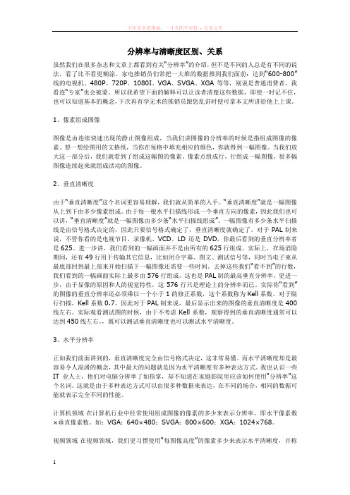 分辨率与清晰度区别关系