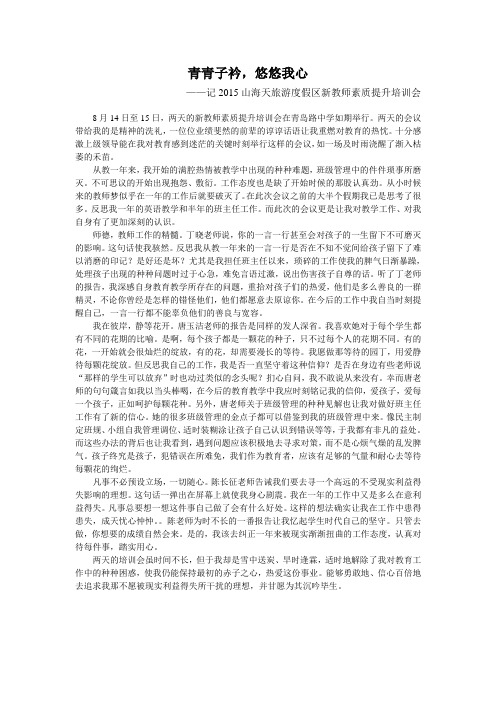 日照山海天新教师培训反思