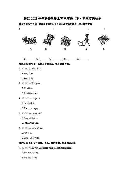 新疆乌鲁木齐2022-2023学年八年级下学期期末英语试卷(含解析)