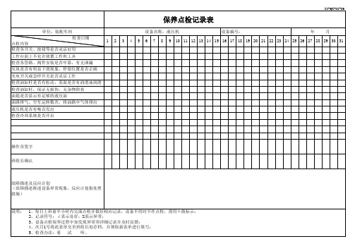 XX-QR-08-06 液压机保养点检表精简实用