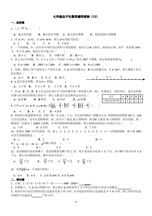 七年级尖子生数学辅导资料(12)