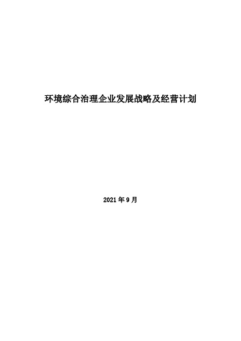 2021年环境综合治理企业发展战略及经营计划