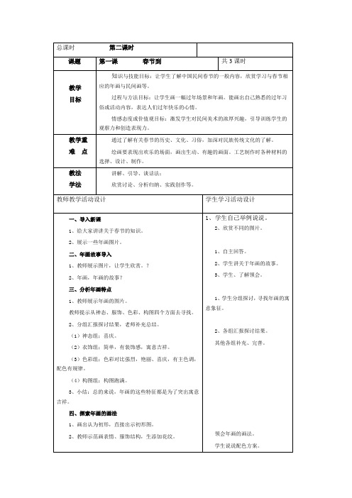 湘美版美术四年级下册教案-1. 春节到1