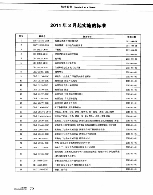 2011年3月起实施的标准