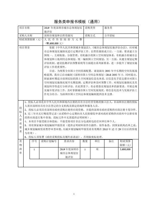 服务类申报书模板(通用).doc