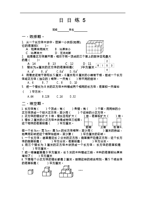 苏教版六年级数学(上册)日日练5