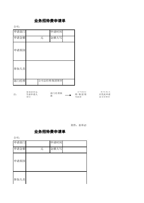 业务招待费申请单