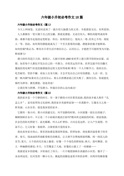 六年级小升初必考作文10篇