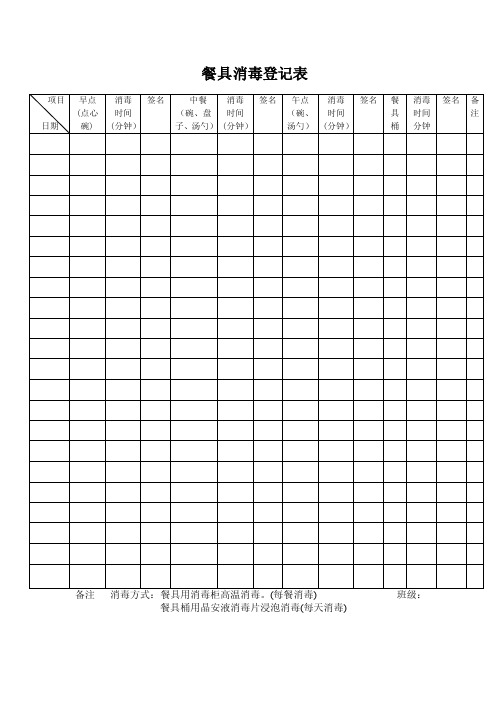 各项消毒登记表