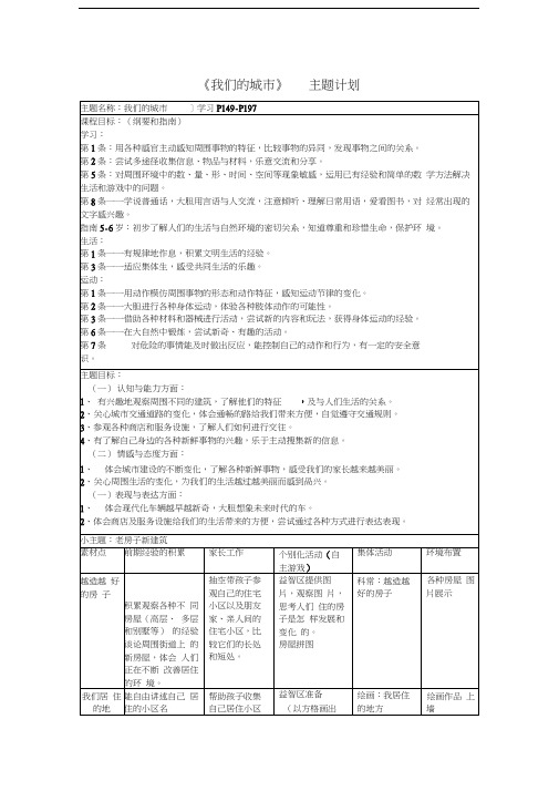 《我们的城市》主题计划