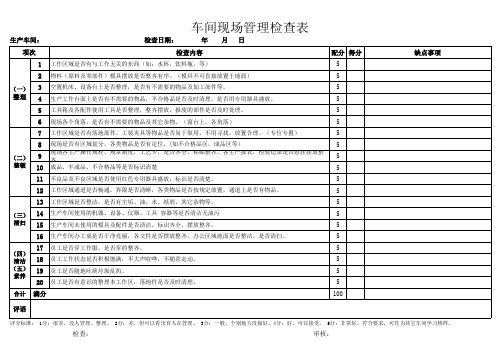 生产车间5S检查表