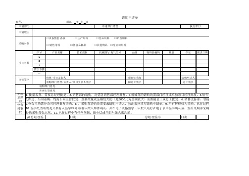 请购申请单(采购申请表)