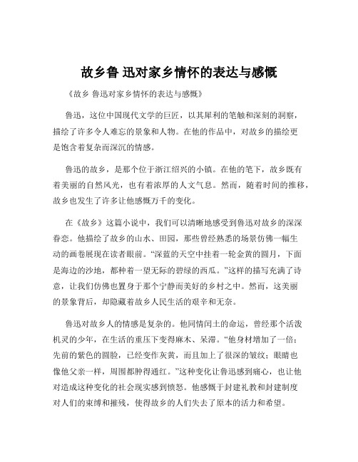 故乡鲁 迅对家乡情怀的表达与感慨