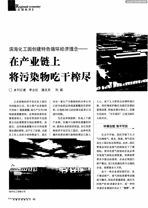 滨海化工园创建特色循环经济理念——在产业链上将污染物吃干榨尽