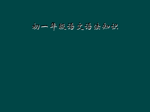 初一年级语文语法知识