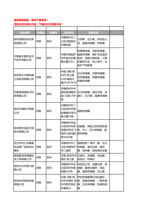 新版河南省郑州温度传感器工商企业公司商家名录名单联系方式大全26家