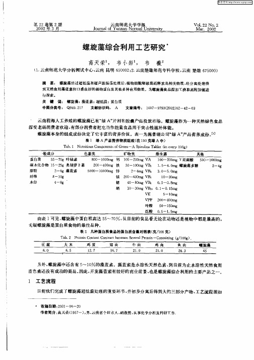 螺旋藻综合利用工艺研究