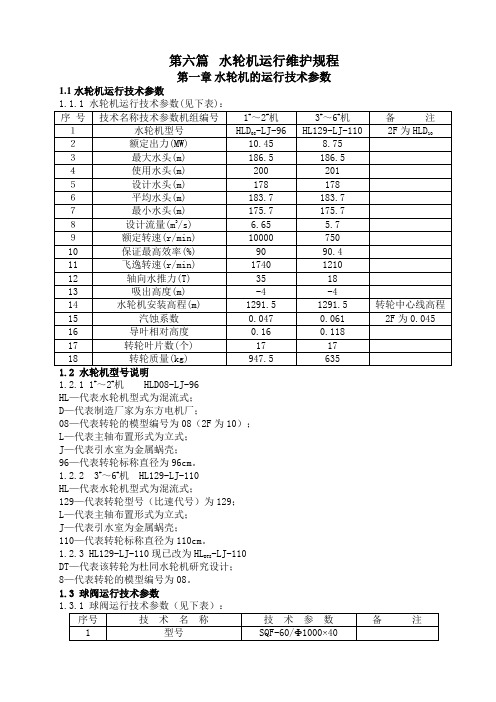 水轮机运行维护规程