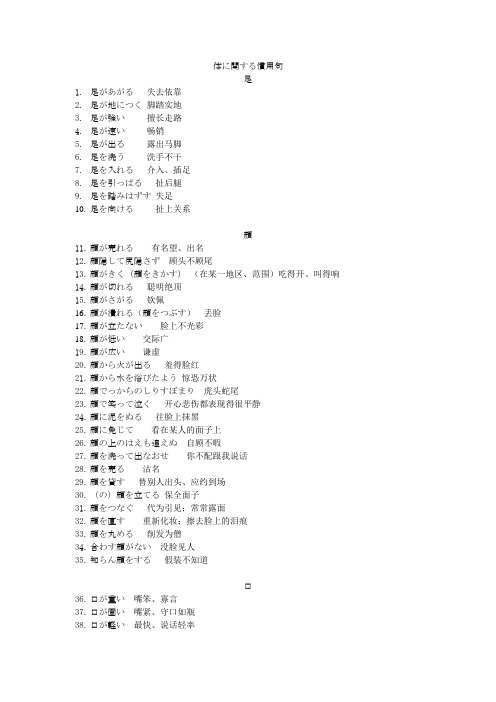 日语专业06级体に関する惯用句