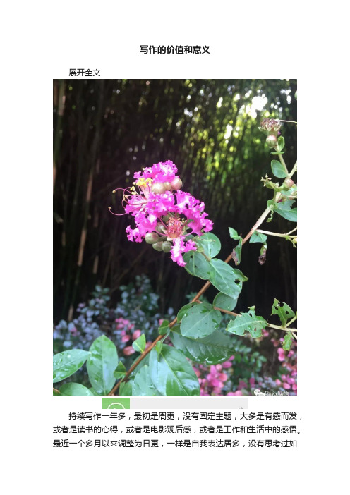 写作的价值和意义