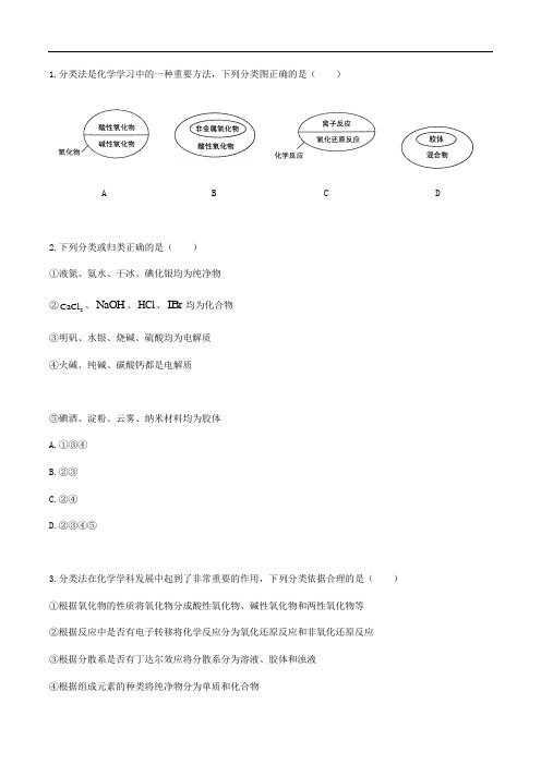 (人教版课标)高中化学必修第一册：第一章综合测试(附答案)