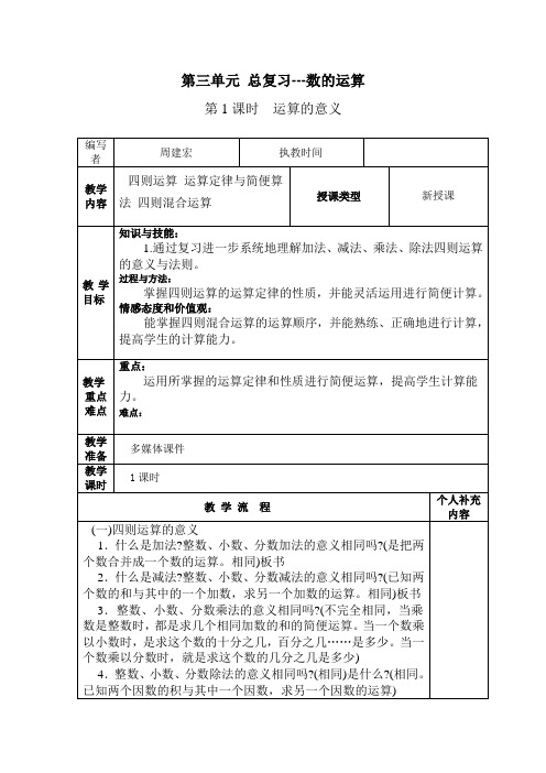 六年级数学-数的运算