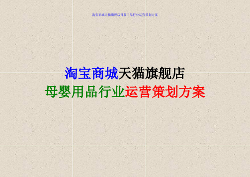 淘宝商城天猫旗舰店母婴用品行业运营策划方案