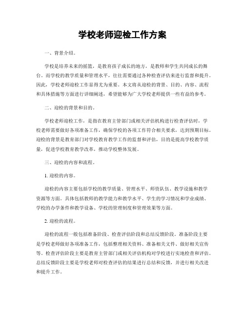 学校老师迎检工作方案