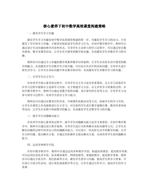 核心素养下初中数学高效课堂构建策略