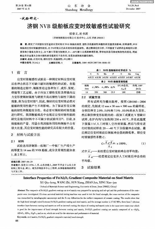 济钢NVB级船板应变时效敏感性试验研究