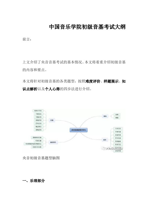 中国音乐学院初级音基考试大纲